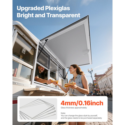 Παράθυρο VEVOR Concession 152x92 cm, Παράθυρο σέρβις από κράμα αλουμινίου για φορτηγό τροφίμων, Παράθυρο σερβιρίσματος με βάση έως 85 μοίρες με 6 συρόμενα παράθυρα, τέντα και γάντζο έλξης, για ρυμουλκούμενα μεταφοράς