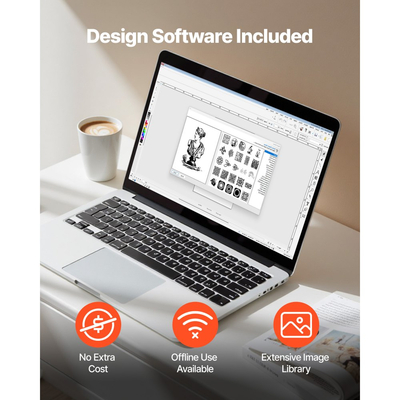Μηχανή κοπής VEVOR, Αυτόματη μηχανή κοπής βινυλίου με ανίχνευση άκρων με δύο τύπους λεπίδων, λογισμικό σχεδιασμού και υλικά, συμβατή με πολλαπλές μορφές αρχείων, για τη δημιουργία εξατομικευμένων χειροτεχνιών DIY