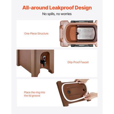 Μονωμένος Διανομέας Ποτών VEVOR, Σερβιτόρος Ζεστών και Κρύων Ροφημάτων 5 Gal/19L με Κρουνό & Λαβή, Θερμικός Διανομέας Ποτών Ψυγείο Ποιότητας Τροφίμων για Τσάι, Καφέ, Νερό σε Καφετέριες & Εστιατόρια, Καφέ