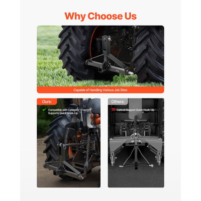 Ρυμουλκούμενο VEVOR 3 σημείων με δέκτη 2 ιντσών, γρήγορη σύνδεση ζεύξης 3 σημείων για τρακτέρ κατηγορίας 1, χωρητικότητα 3000 λίβρες, προσαρμογέας ράβδου ρυμούλκησης, συμβατό με Kubota, Mahindra, Ford, Yanmar, John Deere