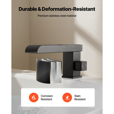 Βρύση μπανιέρας VEVOR Roman, Βρύση μπανιέρας με καταρράκτη 3 οπών, Βρύσες μπανιέρας Roman ευρείας χρήσης με κεφαλή ντους και 1 λαβή, Βρύσες μπανιέρας Roman για πλύσιμο κατοικίδιων, Μπάνιο ενηλίκων, Ματ μαύρο, Ανοξείδωτο ατσάλι