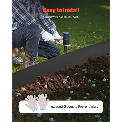 Ατσάλινη μπορντούρα τοπίου VEVOR, 3 συσκευασίες 40 x 6 ιντσών, ανθεκτική στη σκουριά μεταλλική μπορντούρα τοπίου, εύκαμπτο περίγραμμα μπορντούρας κήπου, βαρέως τύπου μπορντούρα γκαζόν, εύκολη στην εγκατάσταση, διαχωριστικό μονοπατιού αυλής για παρτέρι, μαύρο
