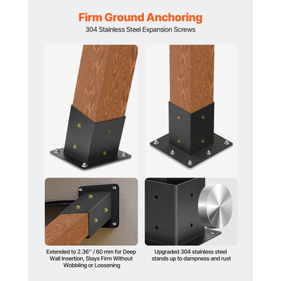 Κιτ πέργκολας VEVOR, βάσεις πέργκολας 4x4 ιντσών 3 κατευθύνσεων με κλίση για ξύλινες δοκούς 92 x 92 mm σε πραγματικό μέγεθος, 2 βάσεις πέργκολας με 2 βάσεις στύλων και 2 βάσεις τοίχου, για εξωτερικές πέργκολες, κιόσκια, υπόστεγα