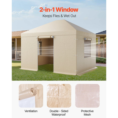Κάλυμμα χειμερινού κιόσκι VEVOR για κιόσκια με σκληρή οροφή 3,07 x 3,67 m, κάλυμμα κιόσκι παντός καιρού με πλαϊνά τοιχώματα και παράθυρα, υλικό PE υψηλής πυκνότητας, καλύμματα κλειστού στεγάστρου αποθήκευσης, τα κιόσκια δεν περιλαμβάνονται
