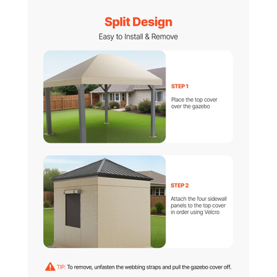 Κάλυμμα κιόσκι VEVOR για χειμερινό κιόσκι με σκληρή οροφή 3,68 x 4,9 m, κάλυμμα κιόσκι παντός καιρού με πλαϊνά τοιχώματα και παράθυρα, υλικό PE υψηλής πυκνότητας, καλύμματα κλειστού στεγάστρου αποθήκευσης, τα κιόσκια δεν περιλαμβάνονται