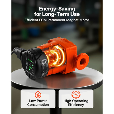 Κυκλοφορητής υψηλής απόδοσης VEVOR LPS25-4BP/130, 42 LPM, μέγιστης ανύψωσης 4 m, αντλία κυκλοφορίας ζεστού νερού με ανακυκλοφορία από χυτοσίδηρο, με βιδωτή σύνδεση, βαλβίδα αντεπιστροφής, αθόρυβη λειτουργία, για σύστημα θέρμανσης σπιτιού