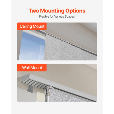 Στόρια VEVOR Panel Track, Επεκτεινόμενη ράγα από 116 cm έως 218 cm Π, Κουρτίνες με δυνατότητα περικοπής έως 243 cm Υ, Ρυθμιζόμενα κάθετα στόρια για συρόμενες πόρτες, Πόρτες βεράντας, Διαχωριστικό δωματίου, Παράθυρο, Γκρι