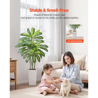 Τεχνητό Δέντρο Δράκαινας VEVOR 1524 mm, Τροπικά Φυτά Ψεύτικου Φοίνικα με Λευκή Ψηλή Γλάστρα, Φυτό Μεταξωτού Δαπέδου σε Γλάστρα, Μεγάλα Δέντρα για Διακόσμηση Σπιτιού, Γραφείου, Σαλόνι, Εσωτερικού Χώρου, Εξωτερικού Χώρου