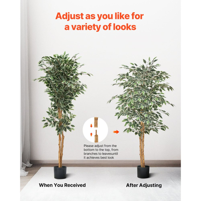 Τεχνητός Φίκος VEVOR 150cm με Μαύρη Γλάστρα, Ψηλό Φυτό Ψεύτικου Φίκου με Φυσικό Ξύλινο Κορμό και Ρεαλιστικά Πράσινα Φύλλα, Εσωτερικό Ψεύτικο Μεταξωτό Δέντρο για Σπίτι, Γραφείο, Σαλόνι ή Γωνιακή Διακόσμηση