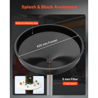 Δεξαμενή Αποστράγγισης Απόβλητων Λιπαντικών VEVOR 30L, Βιομηχανική Δεξαμενή Αποστράγγισης Υγρών με Ρυθμιζόμενο Ύψος Χωνιού, Φορητή Αποστράγγιση Λαδιού με Ρόδες, Αποστράγγιση Μεταφοράς Υγρών Καυσίμου για Συνεργεία Αυτοκινήτων, Γκαράζ, Κόκκινο