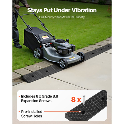 Ράμπα VEVOR από καουτσούκ, χωρητικότητα φορτίου 15 τόνων, ύψος ανύψωσης 50,8 mm, βαρέως τύπου, ράμπα κατωφλιού από καουτσούκ με δεξαμενή αποστράγγισης για αναπηρικά αμαξίδια, καρότσια, μοτοσικλέτες, αυτοκίνητα, χλοοκοπτικά μηχανήματα και ρυμουλκούμενα, 2 τεμάχια