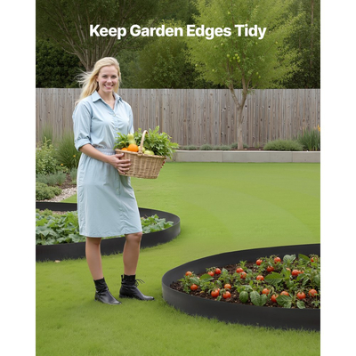 VEVOR Περιθώρια Τοπίου, Πλαστικά Περιθώρια Κήπου 1000 x 10 cm με 30 Καρφιά & 2 Πασσάλους Εδάφους, Χωρίς Σκάψιμο, Εύκαμπτα Περιθώρια Χλοοτάπητα σε Ρολό, Ανθεκτικά στην UV Ακτινοβολία Μίνι Περιθώρια Φράχτη για Παρτέρια και Πλακόστρωτα Κήπου