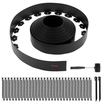 VEVOR Περιθώρια Τοπίου, Πλαστικά Περιθώρια Κήπου 2000 x 10 cm με 30 Καρφιά & 2 Πασσάλους Εδάφους, Χωρίς Σκάψιμο, Εύκαμπτα Περιθώρια Χλοοτάπητα σε Ρολό, Ανθεκτικά στην UV Ακτινοβολία Μίνι Περιθώρια Φράχτη για Παρτέρια και Πλακόστρωτα Κήπου