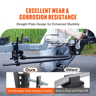 Κοτσαδόρος κατανομής βάρους VEVOR, κιτ κοτσαδόρου κατανομής βάρους 1.500 λίβρες με έλεγχο ταλάντωσης για ρυμουλκούμενο, συμπαγής ατσάλινος άξονας 2 ιντσών, σφαίρα από κράμα χάλυβα 2-5/16 ιντσών, κοτσαδόρος ισοπέδωσης φορτίου με ηλεκτροστατική βαφή, μαύρος