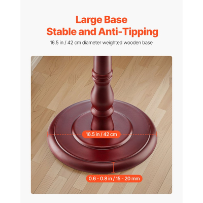 VEVOR Ράφι Παλτών Ελεύθερη, Ξύλινη Βάση Ράφι Παλτών με Βάρος & 11 Γάντζους, Ελεύθερη Κρεμάστρα για Παλτά για Είσοδο, Υπνοδωμάτιο, Σαλόνι, Μοντέρνα Βάση Κρεμάστρας Ρούχων για Παλτά, Καπέλα, Τσάντες