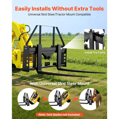 Πλαίσιο πιρουνιού παλέτας VEVOR Skid Steer, Ονομαστική χωρητικότητα 1814 kg, Προσαρτήματα πλαισίου πιρουνιού παλέτας 115 cm με δέκτη ρυμούλκησης 50,8 mm και μανίκια λόγχης, Κατάλληλο για φορτωτές τρακτέρ γρήγορης σύνδεσης, Μόνο πλαίσιο