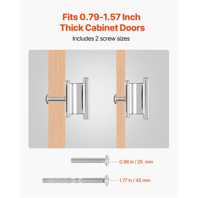 Πόμολα ντουλαπιού VEVOR, 10 τεμάχια, λαβές συρταριών από κράμα ψευδαργύρου 36 mm, ορθογώνια πόμολα συρταριού κουζίνας, εξαρτήματα ντουλαπιού με βίδες για συρτάρια μπάνιου, χρώμα χρωμίου