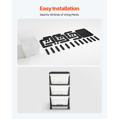 VEVOR Πλαστικά Συρτάρια Αποθήκευσης Καρότσι, Οργανωτής Αποθήκευσης 3 Συρταριών με Ρόδες, Οργάνωση Ντουλάπας με Ρόδες και Διαχωριστικά Αποθήκευσης, Οργανωτής Ντουλάπας Διαφανείς Κάδους για Είδη Γραφείου, Αίθουσες Χειροτεχνίας, Αίθουσες Τάξης