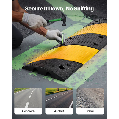 Ελαστικό σκαμπανάκι ταχύτητας VEVOR 1000MM, 2 τεμάχια, σκαμπανάκι ταχύτητας βαριάς κυκλοφορίας 2 καναλιών, χωρητικότητα φορτίου 9.979 kg/άξονα, ράμπα προστασίας καλωδίων με βίδες επέκτασης, για ασφαλτοστρωμένο σκυρόδεμα, χαλίκι και δρόμο