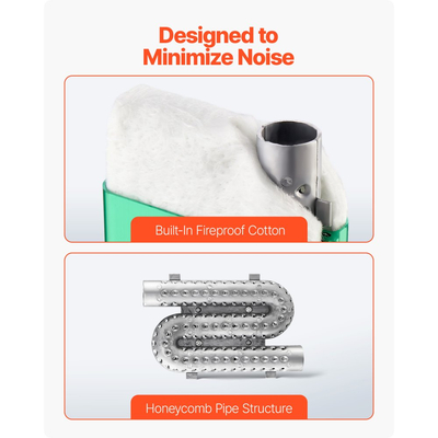 Σιγαστήρας θέρμανσης ντίζελ VEVOR, Αναβάθμιση σιγαστήρα θέρμανσης ντίζελ 24 mm, Σιγαστήρες θέρμανσης στάθμευσης με 2 σφιγκτήρες και βίδες, Αναβαθμισμένος σιγαστήρας εξάτμισης από κράμα αλουμινίου για πετρελαιοκινητήρες 2KW 5KW 8KW