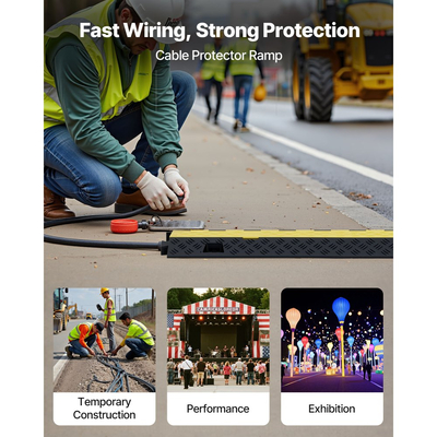 Ράμπα προστασίας καλωδίων VEVOR, χωρητικότητα 9.979 kg/άξονα, κάλυμμα εύκαμπτου σωλήνα TPU βαρέως τύπου 2 καναλιών, κανάλι 31 x 28 mm, σαμαράκι ταχύτητας κυκλοφορίας με άνοιγμα στο πάνω μέρος, για εσωτερική και εξωτερική χρήση, 3 τεμάχια