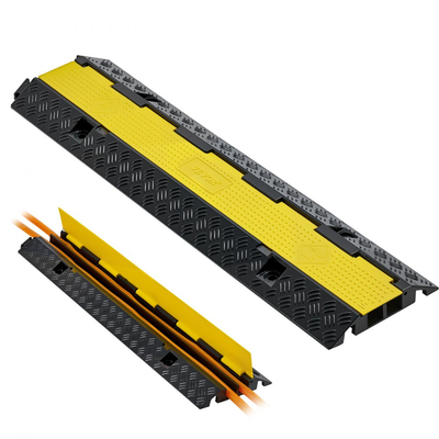 Ράμπα προστασίας καλωδίων VEVOR, χωρητικότητα 9.979 kg/άξονα, κάλυμμα εύκαμπτου σωλήνα από καουτσούκ βαρέως τύπου 2 καναλιών, κανάλι 32 x 31 mm, σαμαράκι ταχύτητας κυκλοφορίας με αναδιπλούμενο επάνω κάλυμμα, για εσωτερική και εξωτερική χρήση, 1 τεμάχιο