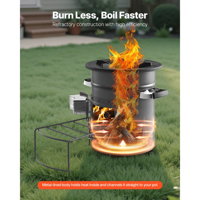 Σόμπα πυραύλων VEVOR για κάμπινγκ, φορητή ξυλόσομπα πυραύλων με τσάντα μεταφοράς για σακίδιο πλάτης, χάλυβας SPCC, διπλή πόρτα, κλαδιά καύσης, ξυλάκια ή κάρβουνα για μαγείρεμα σε εξωτερικό χώρο, αυλή, μαγείρεμα σε κάμπινγκ