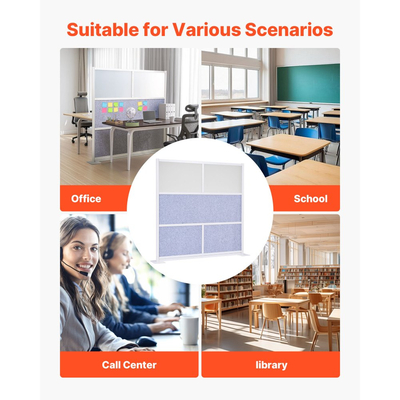 Διαχωριστικό Γραφείου VEVOR για Απορρήτου, Συσκευασία 1, Αρθρωτό Διαχωριστικό Δωματίου Τοίχου 1778 x 1778 mm, Διαχωριστικό Θαλάμου Σταθμού Εργασίας PET με Αδιαφανή Παράθυρα, Ελεύθερο Πάνελ Απορρήτου για Βιβλιοθήκη Γραφείου