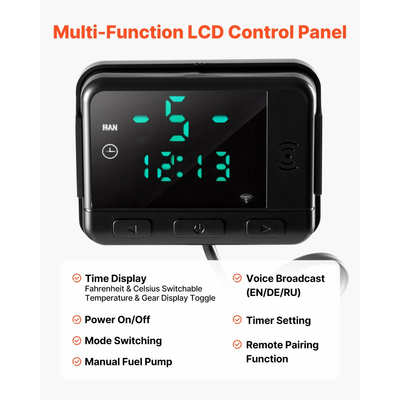 Ελεγκτής θερμαντήρα αέρα ντίζελ VEVOR, Διακόπτης θερμοστάτη ελεγκτή θερμαντήρα αέρα ντίζελ γενικής χρήσης DC5V, Ελεγκτές θερμαντήρων στάθμευσης με οθόνη LCD και τηλεχειριστήριο, Κατάλληλο για θερμαντήρες ντίζελ 2KW/5KW/8KW