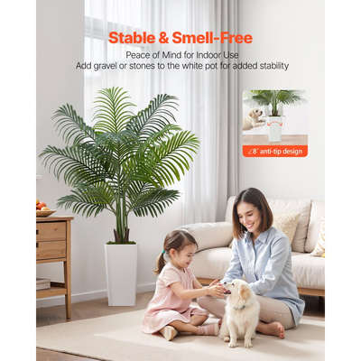 Τεχνητός φοίνικας Areca VEVOR 1524 mm, Τροπικά φυτά ψεύτικου φοίνικα με ψηλή λευκή γλάστρα, Φυτό μεταξιού δαπέδου σε γλάστρα, Μεγάλα δέντρα για διακόσμηση σπιτιού, γραφείου, σαλονιού, ζέσταμα σπιτιού, εσωτερικού χώρου, εξωτερικού χώρου