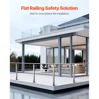 Στύλος κιγκλιδώματος καλωδίων VEVOR, Στύλοι σκάλας επιπέδου καταστρώματος 36x1x2 ιντσών, 1 τεμάχιο στύλου χειρολισθήρα καλωδίων από ανοξείδωτο χάλυβα, Προ-τρυπημένοι στύλοι με βάση στήριξης, Κιτ κιγκλιδώματος σκάλας, Ασημί, 1JZLGZXYS914I4BDB001V0