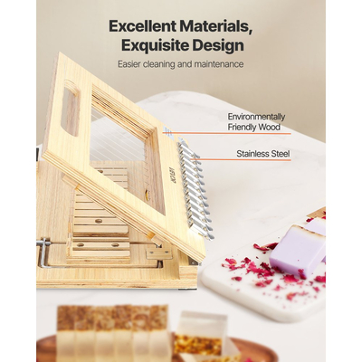 Κόφτης Σαπουνόπανου VEVOR, Κόβει 1-12 Μπάρες, Κόβει με Ακριβή και Ακριβή Ακρίβεια Μπάρες 1 ίντσας, Ξύλινο Πλαίσιο με Χαλύβδινο Σύρμα, με Επιπλέον Σύρματα, Χειροποίητος Κόφτης Σαπουνόπανου για Κεριά, Εργαλείο Κοπής DIY