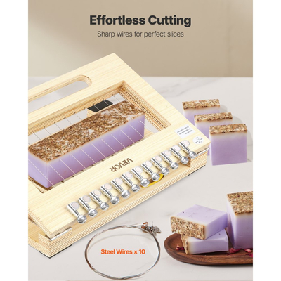 Κόφτης Σαπουνόπανου VEVOR, Κόβει 1-12 Μπάρες, Κόβει με Ακριβή και Ακριβή Ακρίβεια Μπάρες 1 ίντσας, Ξύλινο Πλαίσιο με Χαλύβδινο Σύρμα, με Επιπλέον Σύρματα, Χειροποίητος Κόφτης Σαπουνόπανου για Κεριά, Εργαλείο Κοπής DIY