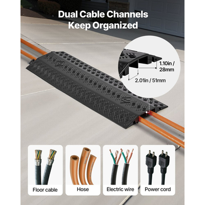 Κάλυμμα καλωδίου VEVOR Drop Over, Χωρητικότητα φορτίου 7.938 kg/άξονα, Προστατευτική ράμπα εύκαμπτου σωλήνα καλωδίου βαρέως τύπου, Κάλυμμα καλωδίου δαπέδου, για περιοχές με μεγάλη κυκλοφορία πεζών, Εσωτερικού χώρου, Εξωτερικού χώρου, Σπιτιού, Γραφείου, Αποθήκης, 1 τεμάχιο