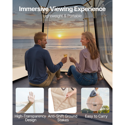 Σκηνή VEVOR Pop-up για αθλήματα, 1,27x1,27 μ. Διάφανη σκηνή με φούσκες για 1 άτομο, αδιάβροχη εξωτερική κάψουλα με πατάκι δαπέδου και κάλυμμα, σκηνές κήπου με θόλο, στέγαστρο για κάμπινγκ, ψάρεμα, επευφημίες