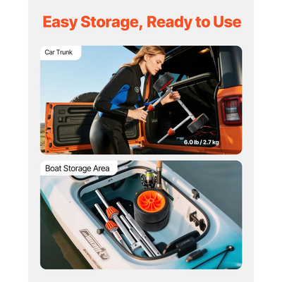 Καρότσι καγιάκ VEVOR, Χωρητικότητα φορτίου 113,4 kg, Τροχήλατο καρότσι κανό με συμπαγή ελαστικά 19,1 cm και βάση στήριξης, Συναρμολογείται και αποσυναρμολογείται σε δευτερόλεπτα, Τροχήλατο καρότσι σανίδας για καγιάκ, κανό, σανίδες κωπηλασίας