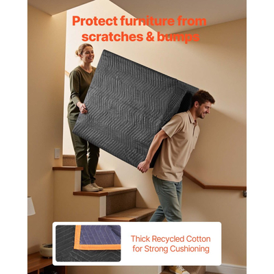 Κουβέρτες Μετακόμισης VEVOR 6 τεμάχια, 1829 x 1016 mm (14,5 kg/dz) Μεγάλες Κουβέρτες Συσκευασίας με Γέμισμα από Βαμβάκι, Βαρέως Τύπου Κουβέρτα Μετακόμισης με Επένδυση από Μη Υφαντό Ύφασμα για Αποστολή, Τύλιγμα, Προστασία Επίπλων