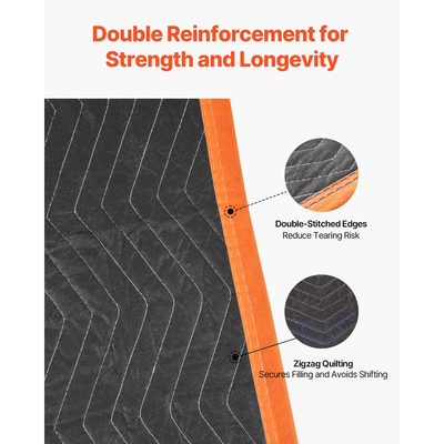 Κουβέρτες Μετακόμισης VEVOR 6 τεμάχια, 1829 x 1016 mm (14,5 kg/dz) Μεγάλες Κουβέρτες Συσκευασίας με Γέμισμα από Βαμβάκι, Βαρέως Τύπου Κουβέρτα Μετακόμισης με Επένδυση από Μη Υφαντό Ύφασμα για Αποστολή, Τύλιγμα, Προστασία Επίπλων