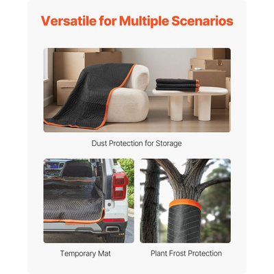 Κουβέρτες Μετακόμισης VEVOR 6 τεμάχια, 2032 x 1829 mm (15,9 kg/dz) Μεγάλες Κουβέρτες Συσκευασίας με Γέμισμα από Βαμβάκι, Βαρέως Τύπου Κουβέρτα Μετακόμισης από Μη Υφαντό Ύφασμα για Αποστολή, Τύλιγμα, Προστασία Επίπλων