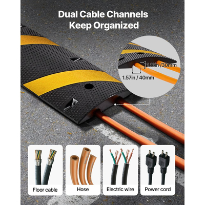 Ελαστικό σκαμπανεβαστικό VEVOR 1830MM, 2 κανάλια, σκαμπανεβαστικό σκαμπανεβάσματος βαριάς κυκλοφορίας, ικανότητα φορτίου 9.979 kg/άξονα, ράμπα προστασίας καλωδίων με βίδες επέκτασης, για ασφαλτοστρωμένο σκυρόδεμα, χαλίκι, συσκευασία 1