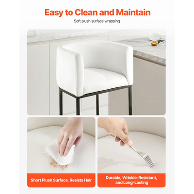 Σετ 3 σκαμπό μπαρ VEVOR, σκαμπό ύψους πάγκου 63cm, σκαμπό μπαρ πάγκου με πλάτη, μπράτσο, μεταλλικό σκελετό και υποπόδιο, καρέκλα μπαρ Accent από ύφασμα, σκαμπό μπαρ νησίδας για κουζίνα, τραπεζαρία, λευκό