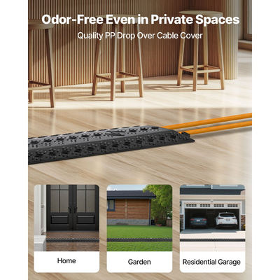 Κάλυμμα καλωδίου VEVOR Drop Over, Χωρητικότητα φορτίου 7.938 kg/άξονα, Προστατευτική ράμπα εύκαμπτου σωλήνα καλωδίου βαρέως τύπου, Κάλυμμα καλωδίου δαπέδου, για περιοχές με μεγάλη κυκλοφορία πεζών, Εσωτερικού χώρου, Εξωτερικού χώρου, Σπιτιού, Γραφείου, Αποθήκης, Συσκευασία 3 τεμαχίων