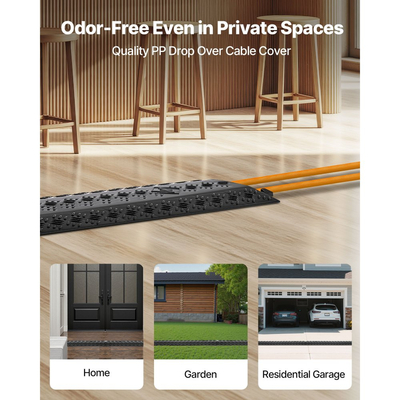 Κάλυμμα καλωδίου VEVOR Drop Over, Χωρητικότητα φορτίου 7.938 kg/άξονα, Προστατευτική ράμπα εύκαμπτου σωλήνα καλωδίου βαρέως τύπου, Κάλυμμα καλωδίου δαπέδου, για περιοχές με μεγάλη κυκλοφορία πεζών, Εσωτερικού χώρου, Εξωτερικού χώρου, Σπιτιού, Γραφείου, Αποθήκης, Συσκευασία 2 τεμαχίων