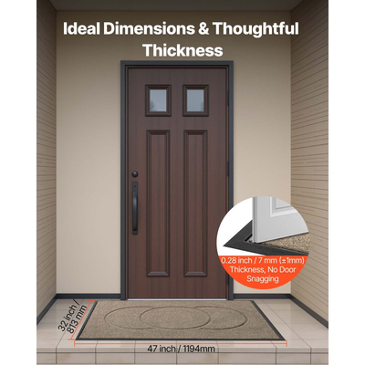 Πατάκι εισόδου VEVOR, 1194 x 813 mm Εμπορικό πατάκι δαπέδου για εσωτερικούς και εξωτερικούς χώρους, Μοντέρνο κομψό χαλί με υπόστρωμα TPE, Βαρέως τύπου πλενόμενο βιομηχανικό χαλί εισόδου για διάδρομο, μπαλκόνι, γκαράζ, καφέ