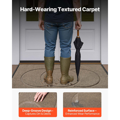 Πατάκι εισόδου VEVOR, 1194 x 813 mm Εμπορικό πατάκι δαπέδου για εσωτερικούς και εξωτερικούς χώρους, Μοντέρνο κομψό χαλί με υπόστρωμα TPE, Βαρέως τύπου πλενόμενο βιομηχανικό χαλί εισόδου για διάδρομο, μπαλκόνι, γκαράζ, καφέ
