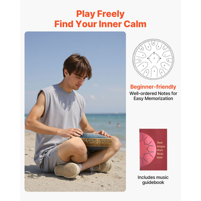 VEVOR Ατσάλινο Τύμπανο με Γλώσσα, 33cm 15 Νότες Τύμπανο Βροχής για Εξωτερικό Κήπο, Μουσικά Τύμπανα σε Ντο Μείζονα με Βιβλίο Μουσικής & Σφυράκια, Κρουστά Όργανα για Διαλογισμό Γιόγκα για Αρχάριους, Μουσική Εκπαίδευση, Μπλε Ναυτικό