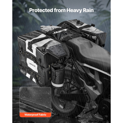 Τσάντα σέλας μοτοσικλέτας VEVOR, 56 L (28 L x 2) Πλαϊνή τσάντα σέλας μεγάλης χωρητικότητας συμβατή με τις περισσότερες μοτοσικλέτες, Αδιάβροχη υφασμάτινη αποθήκευση αποσκευών μοτοσικλέτας για υπαίθριες δραστηριότητες, αθλητικές δραστηριότητες με αποσπώμενη εσωτερική τσάντα, μαύρη