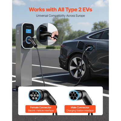 Καλώδιο επέκτασης φορτιστή ηλεκτρικού οχήματος VEVOR, καλώδιο επέκτασης 32Amp 10 m μέγιστο 22 kW συμβατό με όλους τους φορτιστές ηλεκτρικών οχημάτων τύπου 2, καλώδιο φόρτισης αυτοκινήτου βαρέως τύπου 3 φάσεων AC 480V 50Hz IP65 με τσάντα μεταφοράς
