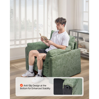 Πολυθρόνα VEVOR Green Accent, Μοντέρνα Πολυθρόνα με Ταπετσαρία και Μπράτσα, Πολυθρόνες από Υφασμάτινο με Χοντρό Μαξιλάρι και Αψιδωτή Πλάτη, Μονή Υφασμάτινη Πολυθρόνα για Σαλόνι, Υπνοδωμάτιο, Γραφείο, Γραφείο