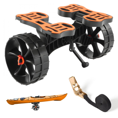 Καρότσι καγιάκ VEVOR, Χωρητικότητα φορτίου 136,1 kg, Πτυσσόμενο καρότσι καγιάκ με συμπαγή ελαστικά 25,4 cm & 1 ιμάντα καστάνιας, Καρότσι σανίδας για μεταφορά καγιάκ, κανό, σανίδων κωπηλασίας, χαλιών επίπλευσης, σκαφών Jon